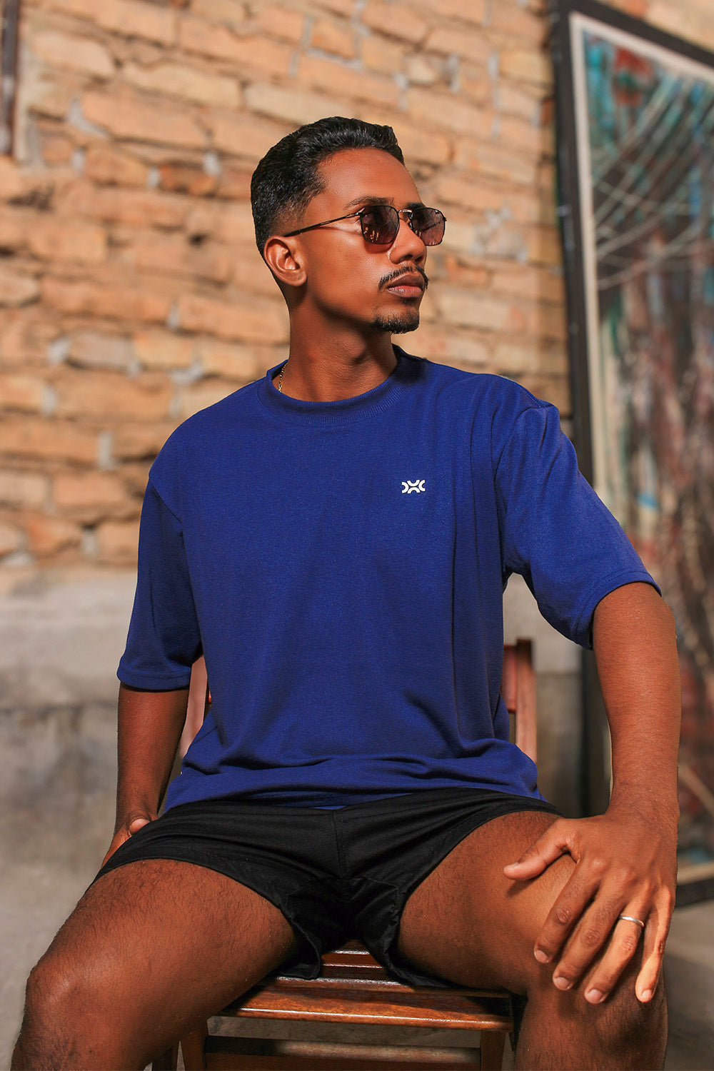 T-shirt Over Heavy Azul Marinho