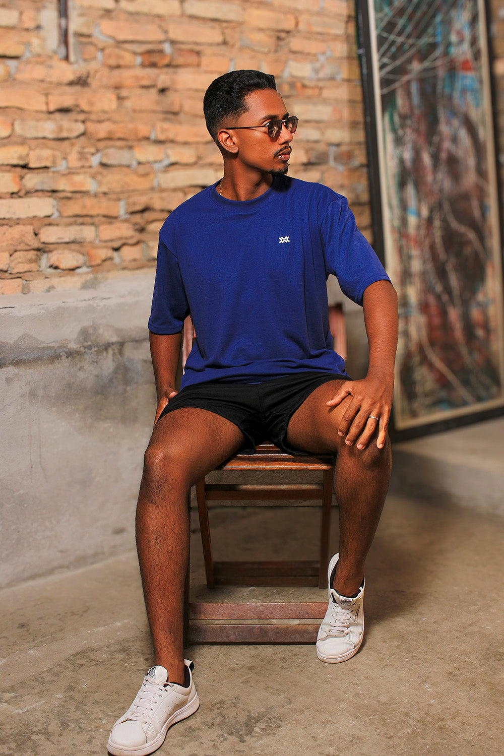 T-shirt Over Heavy Azul Marinho