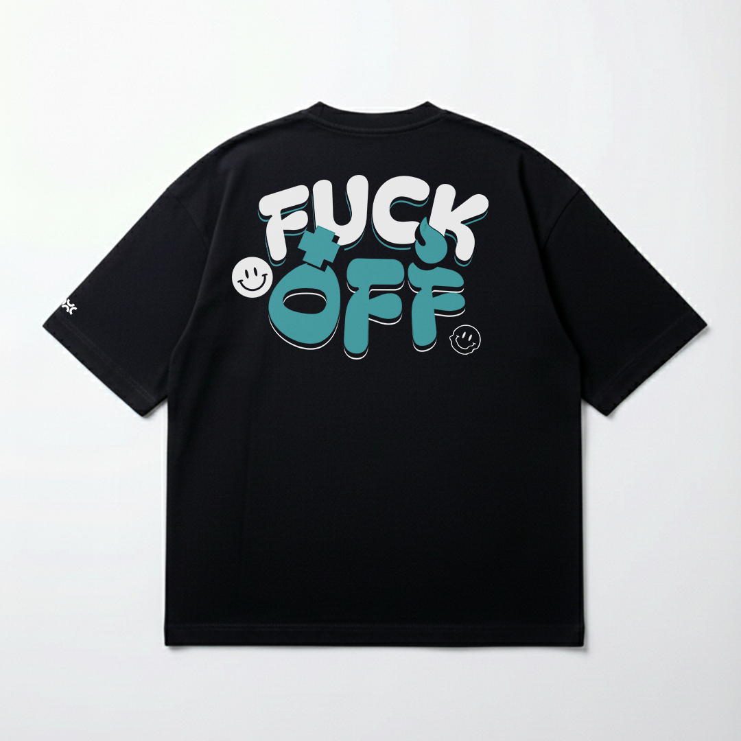 T-shirt Oversized Preta Fuck Off