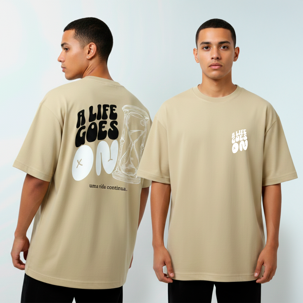 T-shirt Oversized Cappuccino A life goes