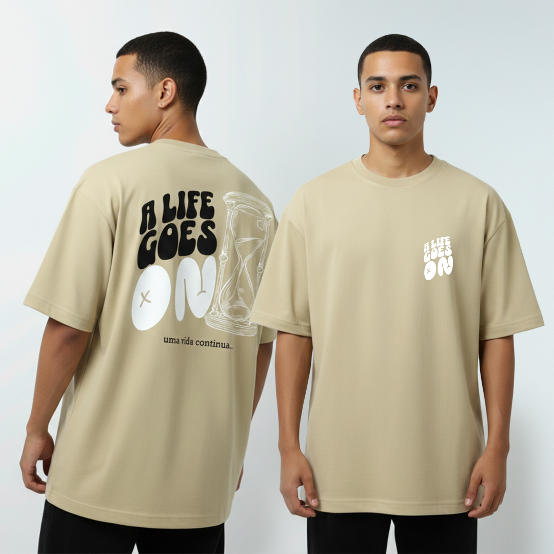 T-shirt Oversized Cappuccino A life goes