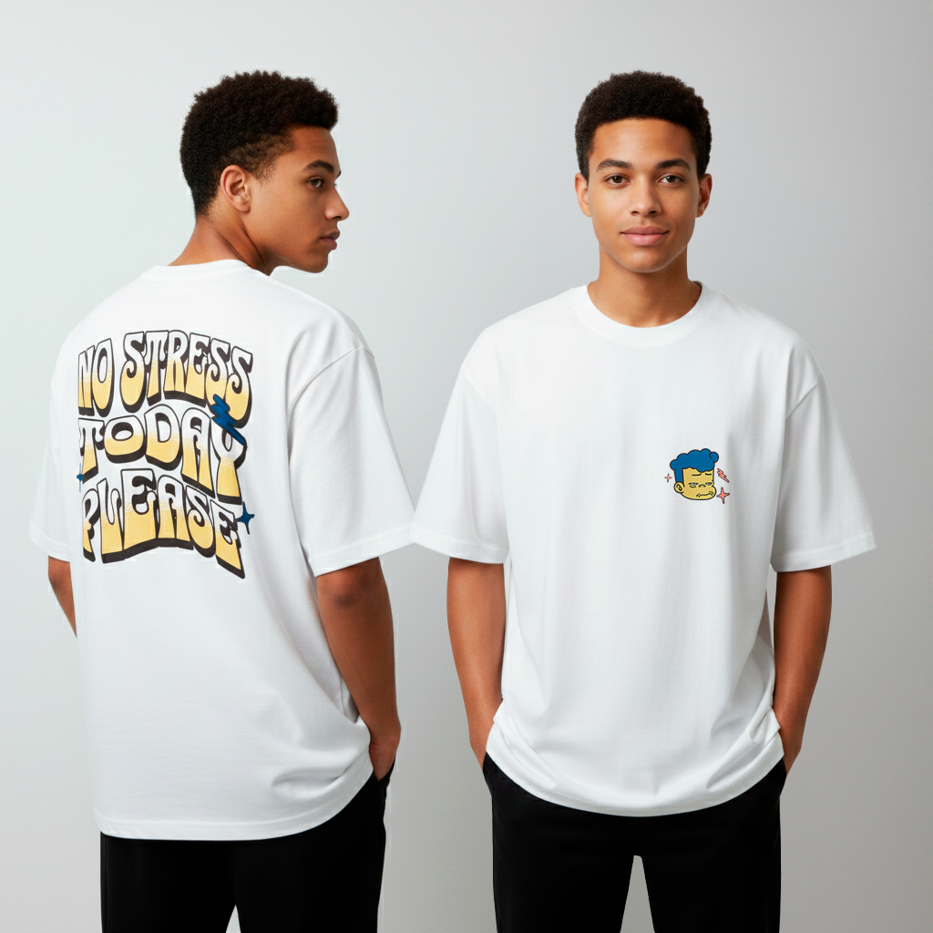 T-shirt Oversized Branca No Stress